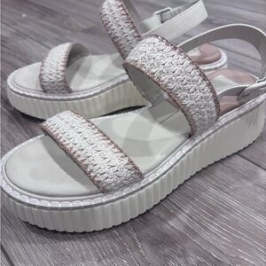 Elegant Cream Woven Platform Sandals